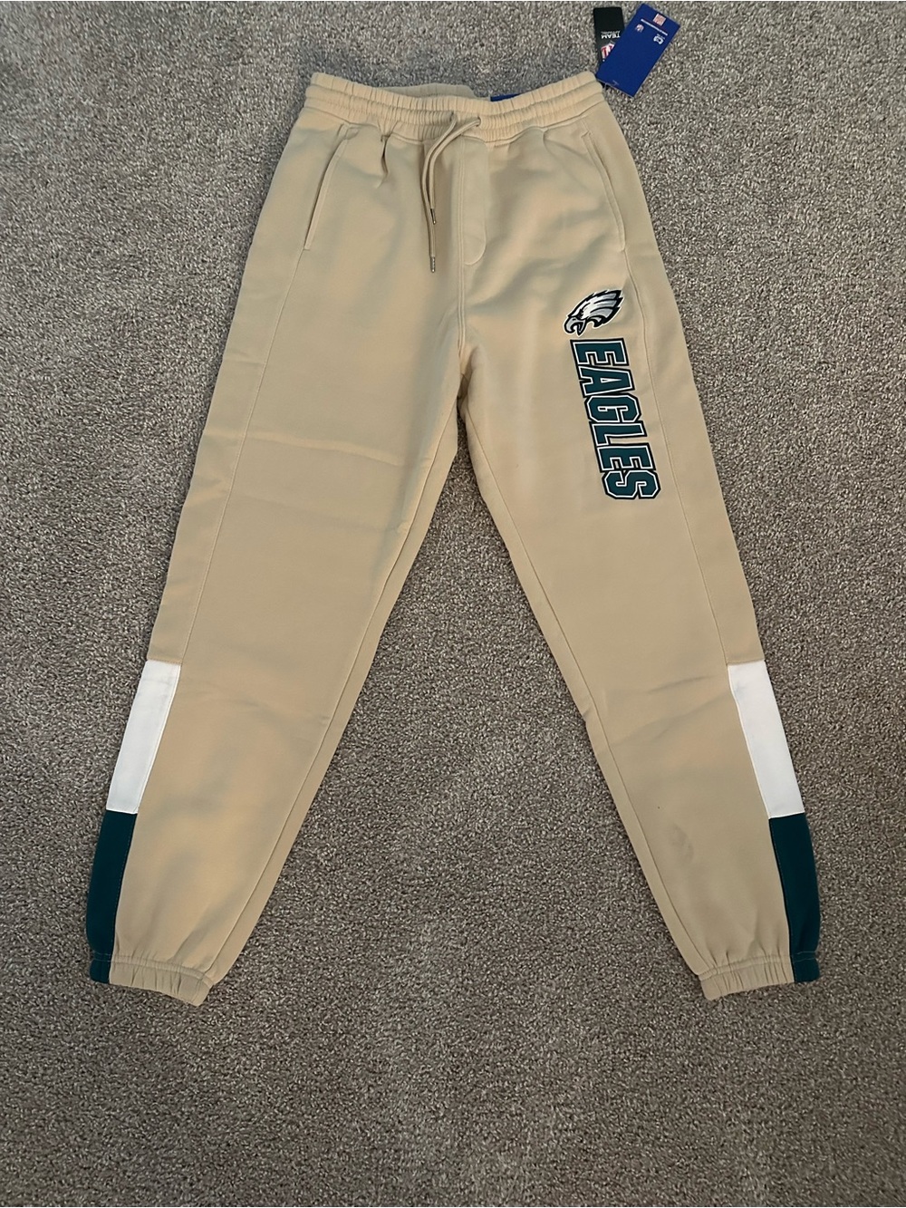 NFL Men's Beige Jogger Pants with Eagles Logo